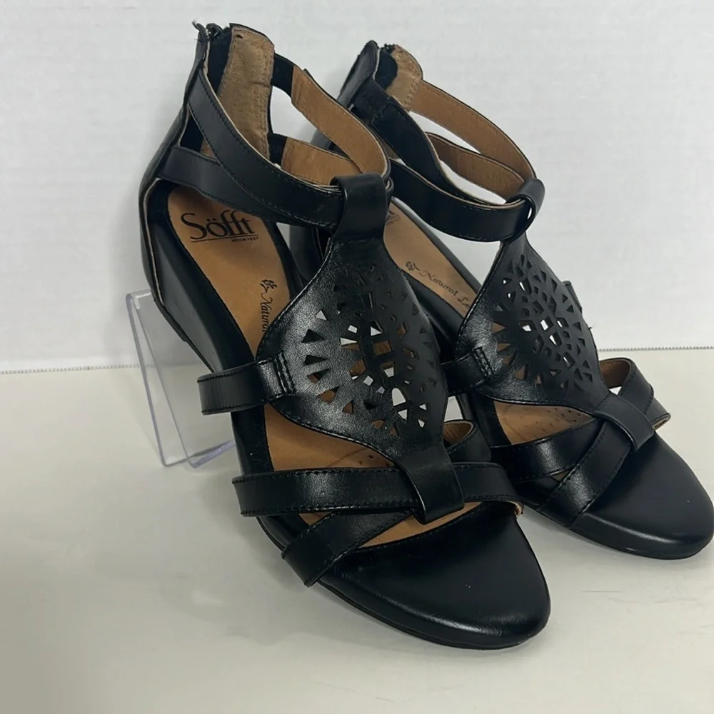 Sofft Breeze Sandals Leather Strappy Comfort Heel 7W